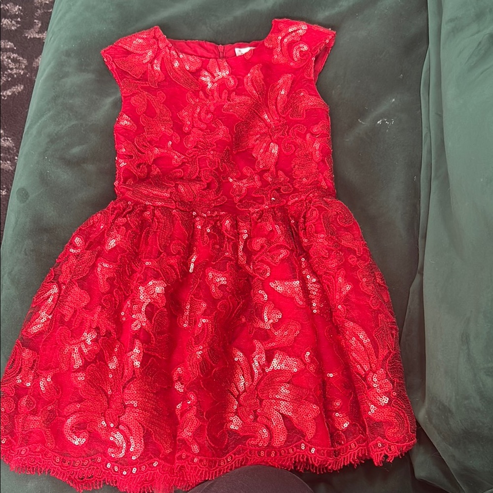 Red Fit and Flare Flutter Sleeve Formal Dress